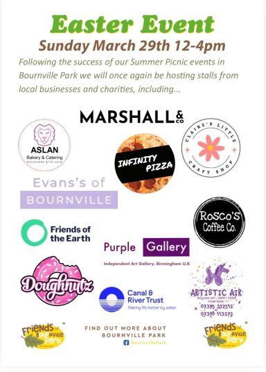 Easter event flyer featuring various local vendors and activities on March 29th.